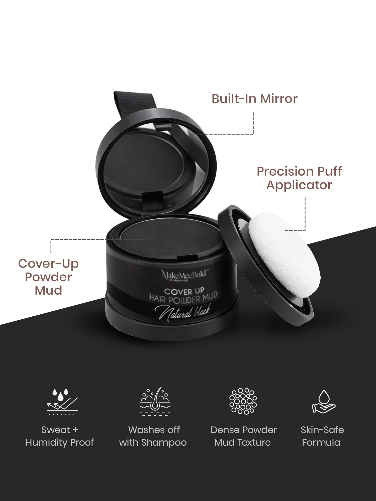 Makemeebold Cover up hair powder mud (Natural black) - Image 5