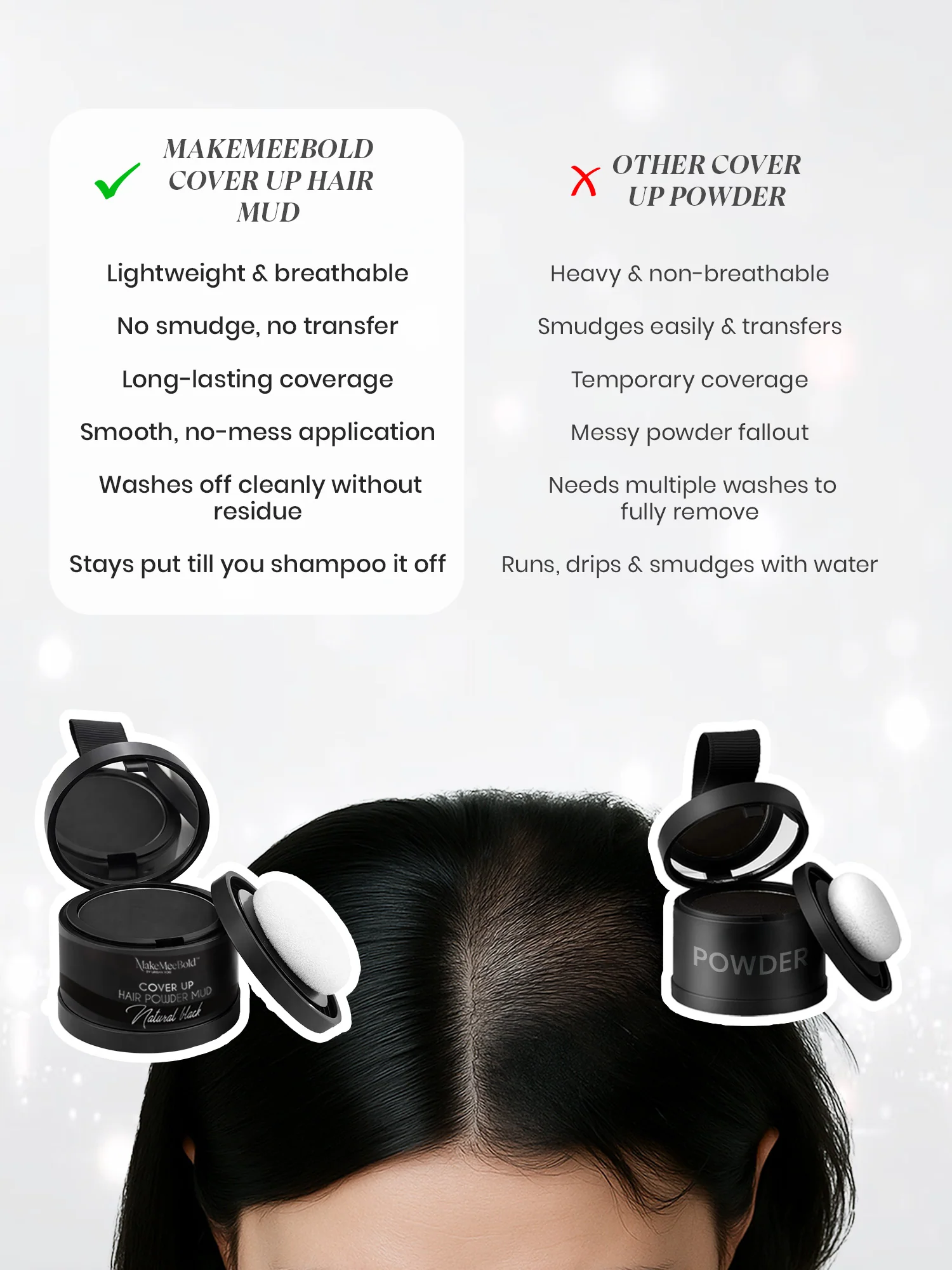 Makemeebold Cover up hair powder mud (Natural black) - Image 7