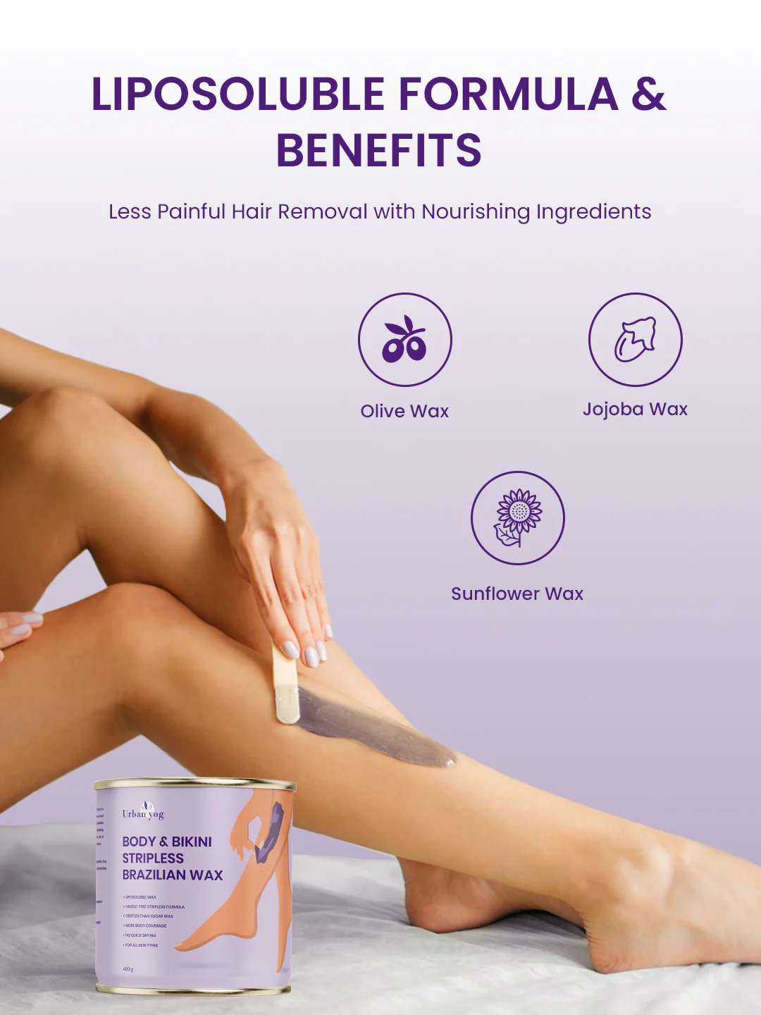Urban Yog Body Bikini Stripless Brazilian Wax 400g - Image 5