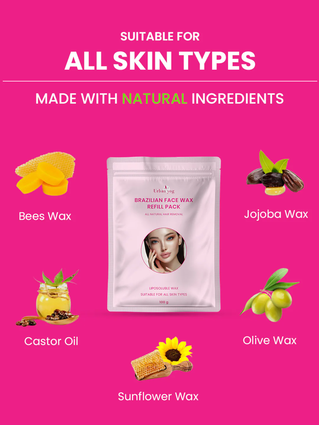 Urban Yog Brazilian Face Wax Refill Pack - Image 4
