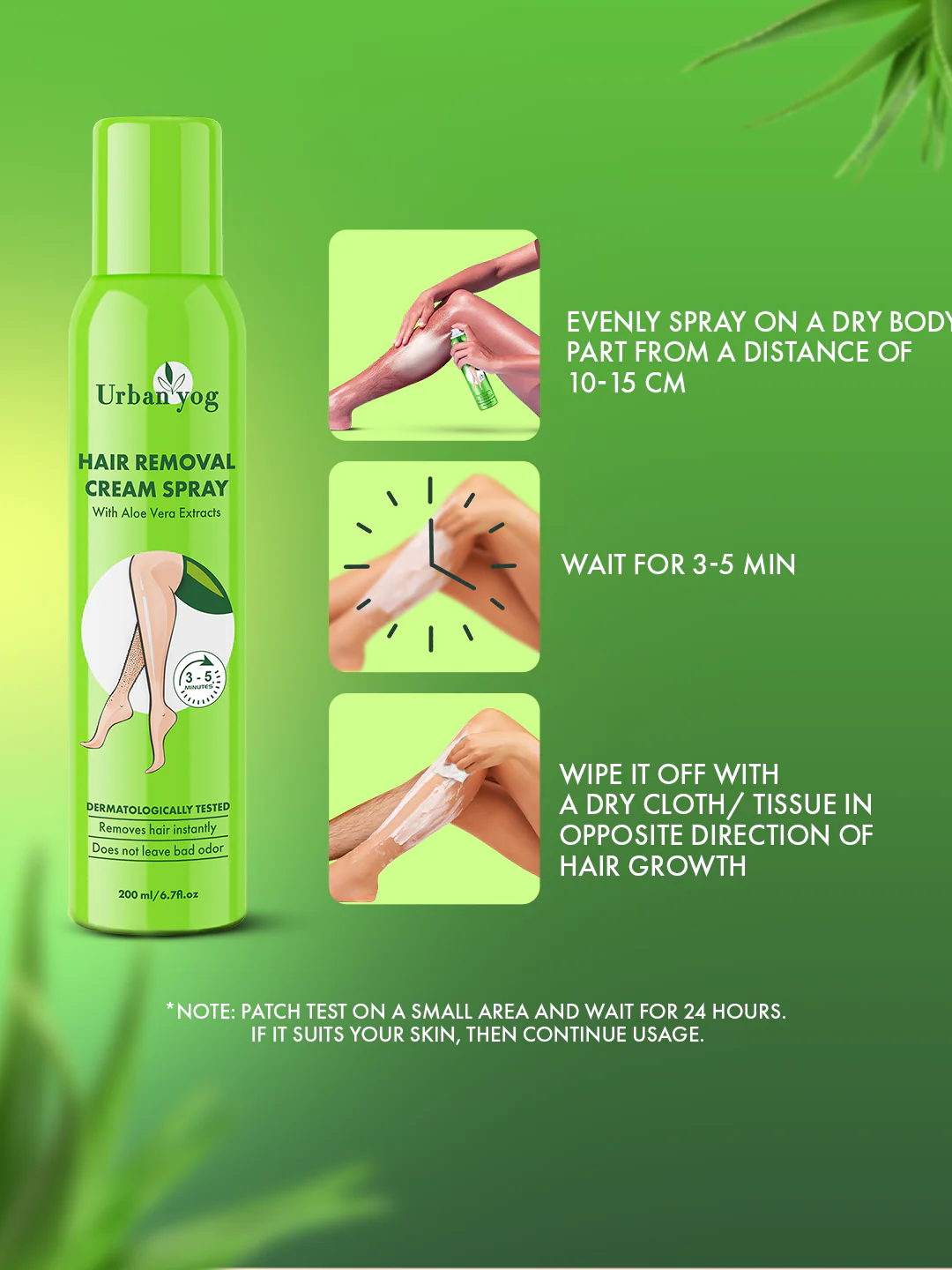 Urban Yog Hair Removal Spray Aloevra Exract 200 ml - Image 3