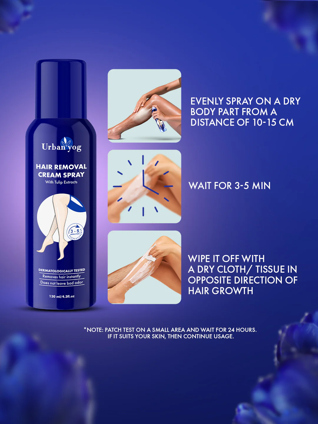 Urban Yog Hair Removal Spray Tulip Exract 130 ml - Image 3