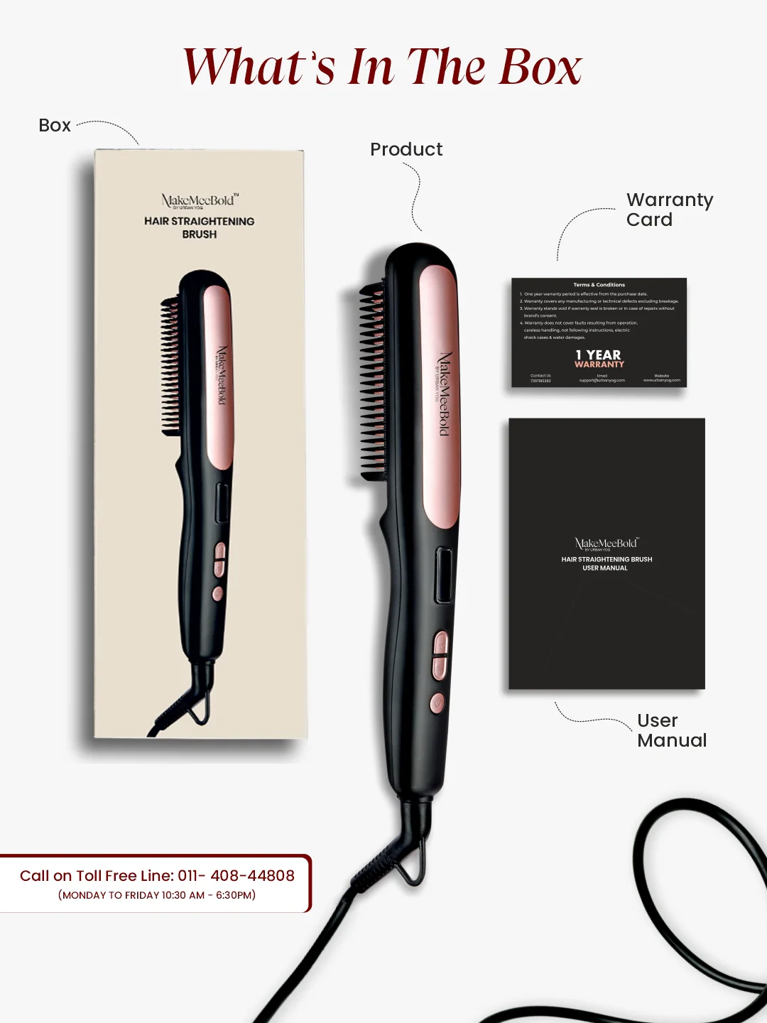 MakeMeeBold Hair Straightening Brush - Image 7