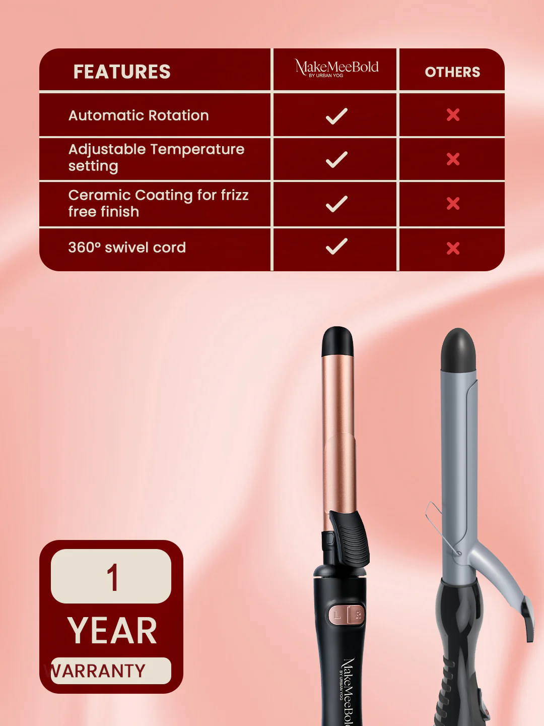 MakeMeeBold Rotating Hair Curling Iron by Urban Yog - Image 3