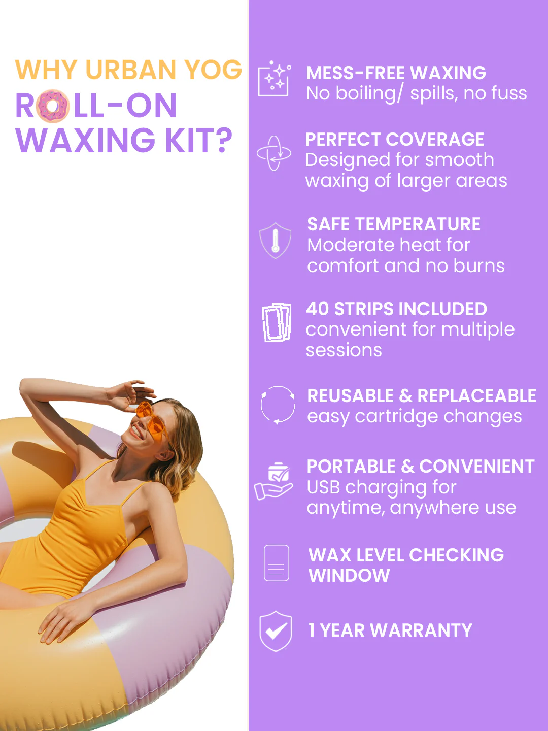 Urbanyog Roll-on wax heater kit 460gm - Image 5